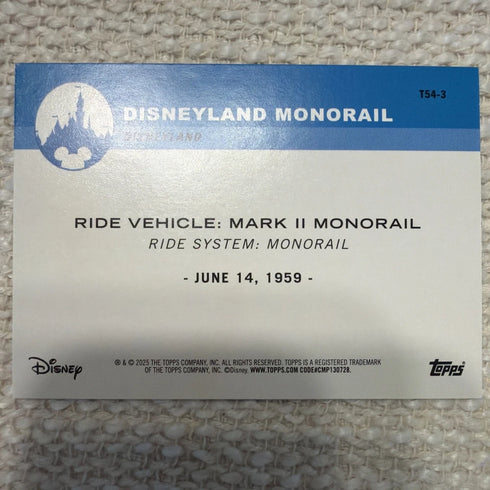 Topps 2025 Disneyland 70th Mark II Monorail Rainbow Foil Card T54-3