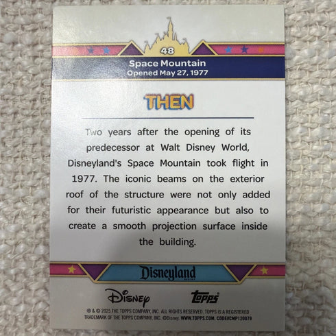Topps Disneyland 70 Then & Now Space Mountain #48 Pink Sparkle Foil Card