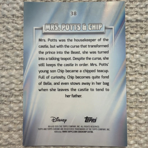 2026 Disney Topps Chrome #38 Mrs. Potts & Chip /55