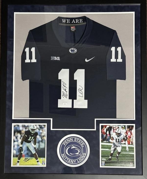 Penn State Micah Parsons Signed Framed Inscr Authentic Blue Jersey JSA