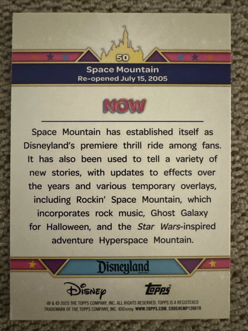 Space Mountain 2025 Topps Disneyland 70th Anniversary Then Now Green /199