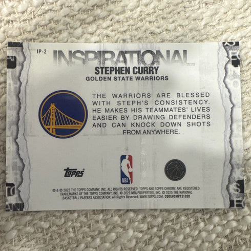 2025 Topps Chrome Stephen Curry Inspirational Ray Wave Refractor