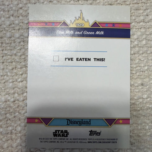 2025 Topps Disneyland 70th Rainbow Foil Blue and Green Milk Snack Time #109