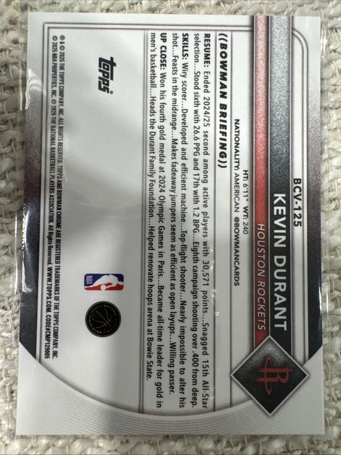 2025-26 BOWMAN CHROME KEVIN DURANT MOJO REFRACTOR #BCV-125 HOUSTON ROCKETS