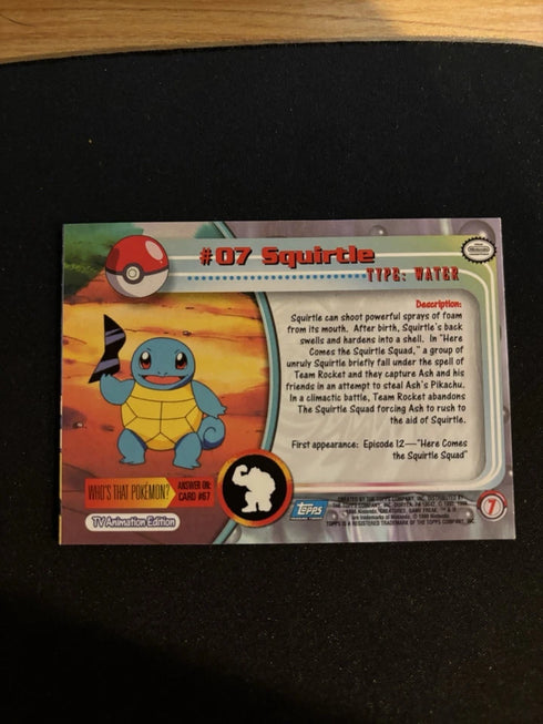 Topps 2000 Pokemon Squirtle #07 TV Animation Edition