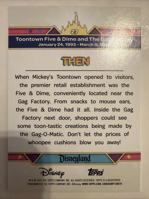 Topps Disneyland 70th Anniversary Toontown Five & Dime Gag Factory Rainbow #27