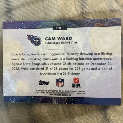 2025 Topps Chrome Cosmic Starry Night Cam Ward #STN-1 (RC) Tennessee Titans