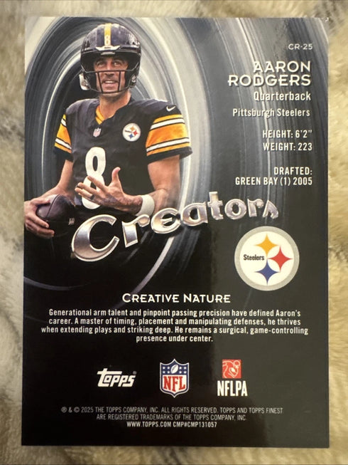 2025 Topps Finest AARON RODGERS Gold Refractor /50 CREATORS #CR-25 Steelers MINT