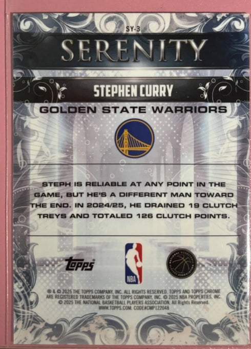 2025 Topps Chrome Stephen Curry Serenity Insert #SY-3 Golden State Warriors