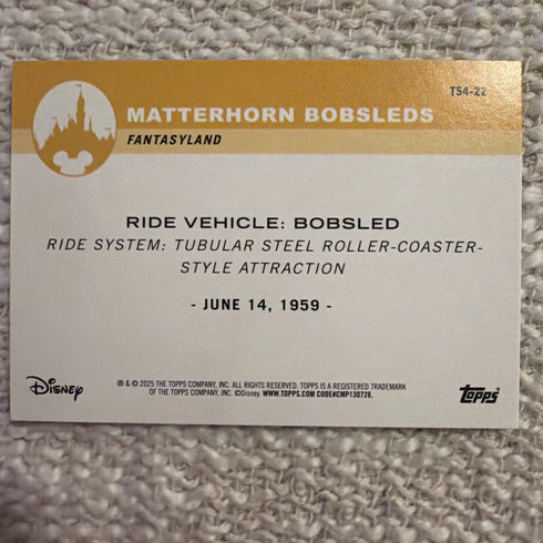 BOBSLED 2025 Topps Disneyland 70th Anniversary Disney On Wheels Foil #T54-22