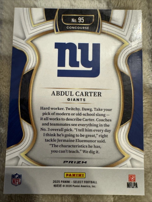2025 Panini Select - Concourse Abdul Carter #95 (RC)
