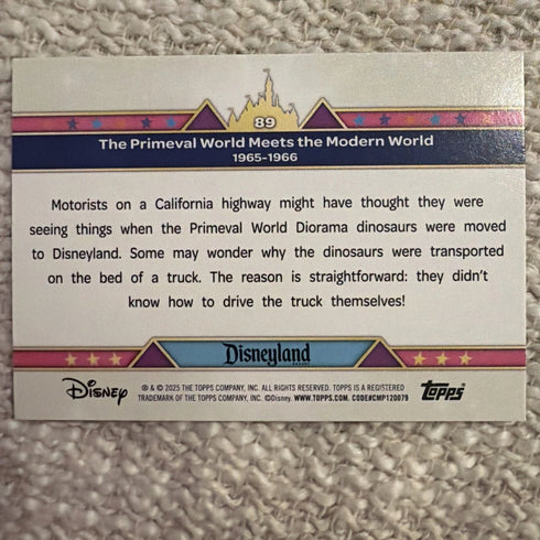 2025 Topps Disneyland 70th Anniversary Primeval World #89 Timeline Card