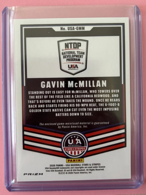 Panini 2026 Stars & Stripes Gavin McMillan Prizm Memorabilia #USA-