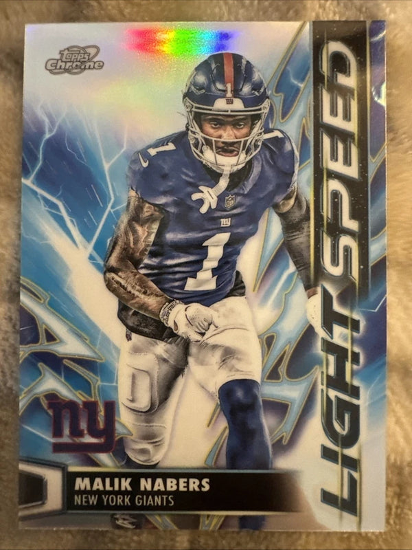 Brand New Topps Chrome Cosmic 2025 Malik Nabers Giants Light Speed Insert #LS-33
