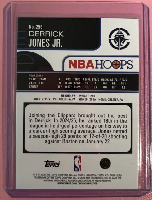 Derrick Jones Jr. 2025-26 Topps NBA Hoops #256 Green Hoops Clippers