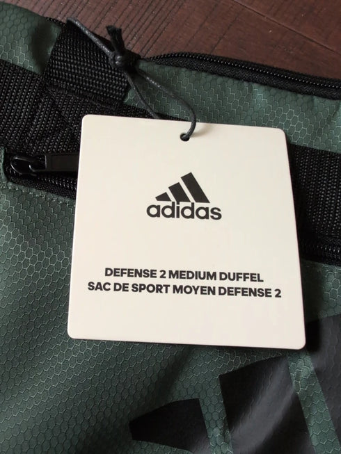 ADIDAS Green Defense 2 Medium Duffel Ventilated Gym Bag Outside Zip Pockets NWT