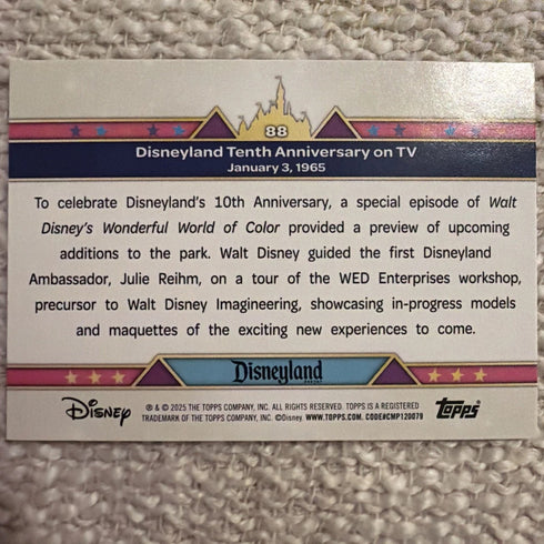 2025 Topps Disneyland 70th Anniversary #88 10th Anniversary on TV Pink Shimmer