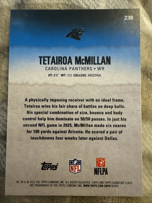 2025 Topps Signature Class Tetairoa McMillan Rookie Green Purple #230 Panthers