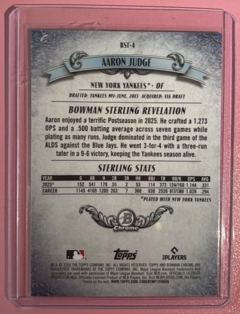 2026 Bowman - Aaron Judge #1 Chrome Mojo Refractor