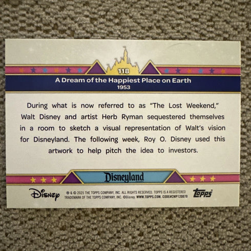 2025 Topps Disneyland 70th - Dream Of The Happiest Place On Earth Map Foil #118