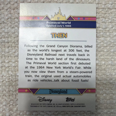 2025 Topps Disneyland 70th Anniversary Primeval World #7 Pink Foil