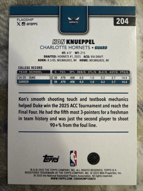 2025-26 Topps - Kon Knueppel #204 Crackleboard Foil (RC)