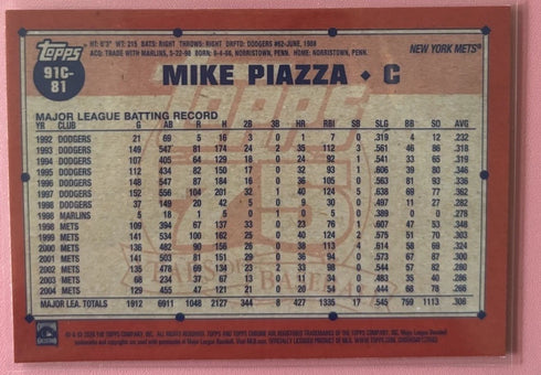 2026 Topps Series One 1 Mike Piazza Mets 1991 Chrome Mojo Refractor #91C-81