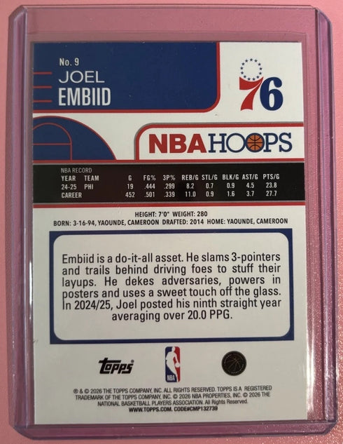 Panini 2025 NBA Hoops Green Joel Embiid Philadelphia 76ers #131