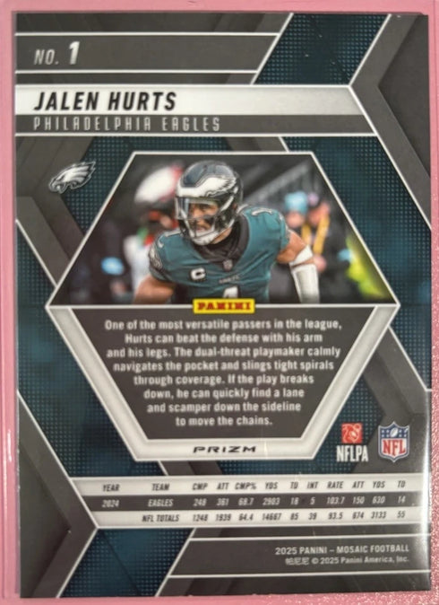 2025 Panini Mosaic - Jalen Hurts #1 Reactive Blue Mosaic Prizm