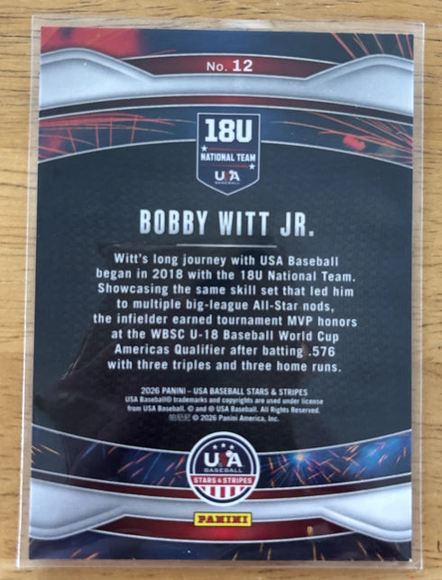 2026 Panini USA Stars & Stripes Baseball Bobby Witt Jr. #12 Fireworks Insert