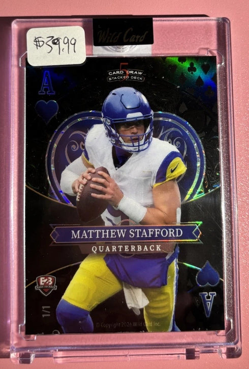 Wild Card 2026 Ace Of Hearts Deck Puka Nacua & Matthew Stafford Black Tie 1/1