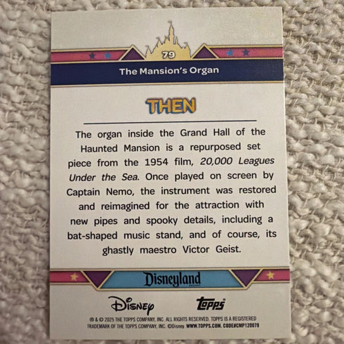 Official 2025 Topps Disneyland 70th Pink Glitter Foil Insert Mansion Organ #79