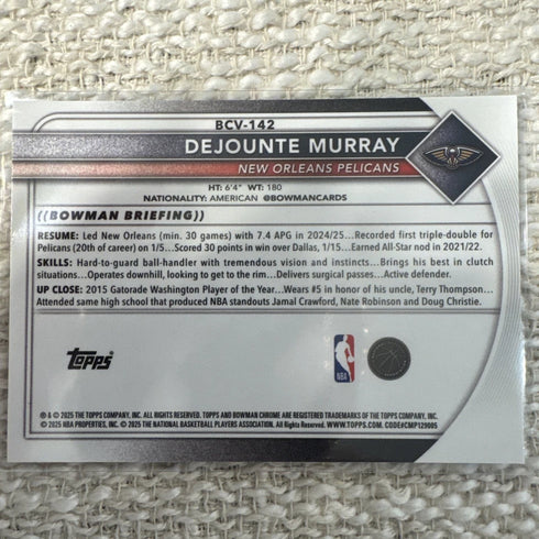 2025-26 Bowman DEJOUNTE MURRAY Reptilian Refractor New Orleans Pelicans BCV-142