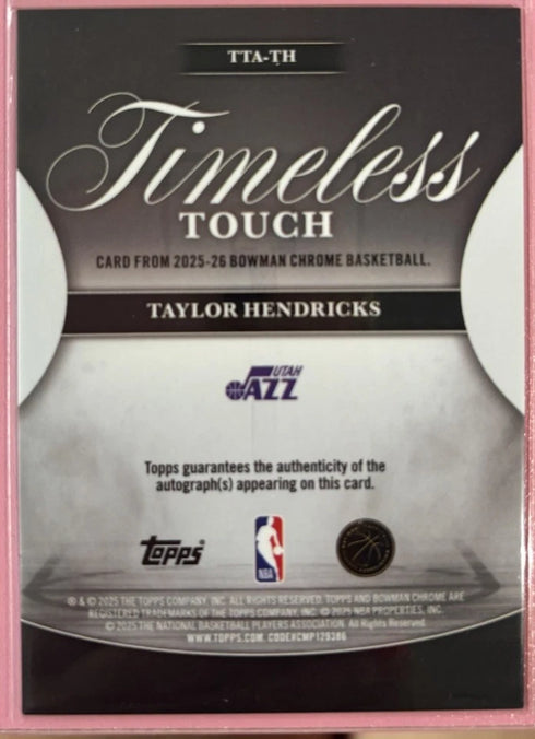 2025-26 Bowman Taylor Hendricks Timeless Touch Signatures Auto #TTA-TH Jazz