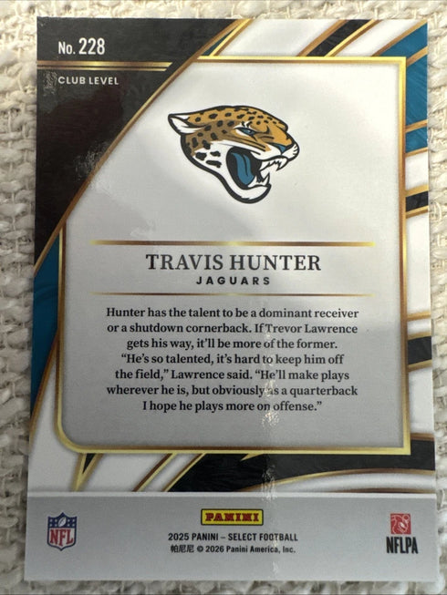 2025 Panini Select Travis Hunter #228 (RC) Club Level Jacksonville Jaguars