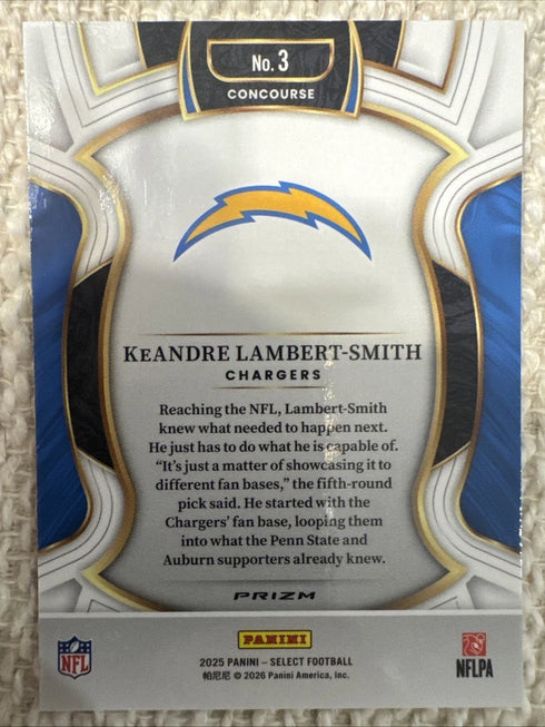 Panini 2025 Select Keandre Lambert-Smith Pink Shock Prizm RC Concourse #3