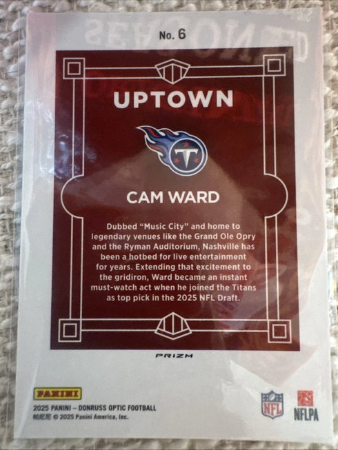 2025 Panini Donruss Optic Football Cam Ward 6 Uptown Holo Prizm #6 (RC)