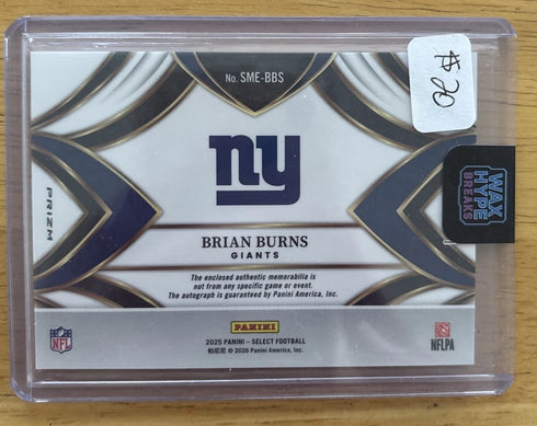 Panini Select Signature Memorabilia Brian Burns Giants Autograph SME-BBS /249