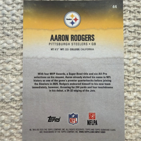 Topps Signature Class #44 Aaron Rodgers Steelers Round 1 Pick /10