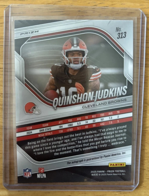 2025 Panini Prizm - Rookies Quinshon Judkins #313 Pink Prizm Autographs