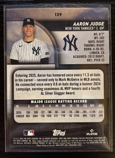 2025 Topps Stadium Club - Aaron Judge #139 Sepia