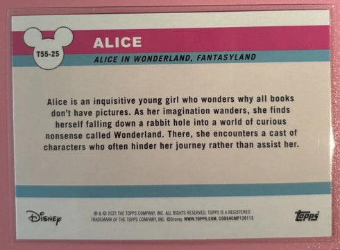 2025 Topps Disneyland 70th Rainbow Foil Icons T55-25 Alice In Wonderland