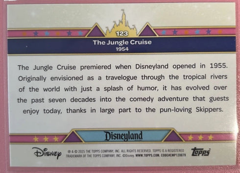 2025 Topps Disneyland Resort 70th The Jungle Cruise Pink Shimmer Concept Art 123
