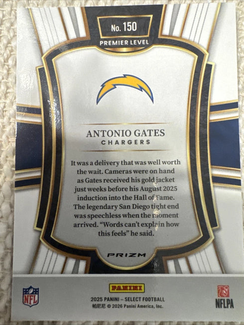2025 Panini Select #150 Antonio Gates Red and Blue Prizm Shock