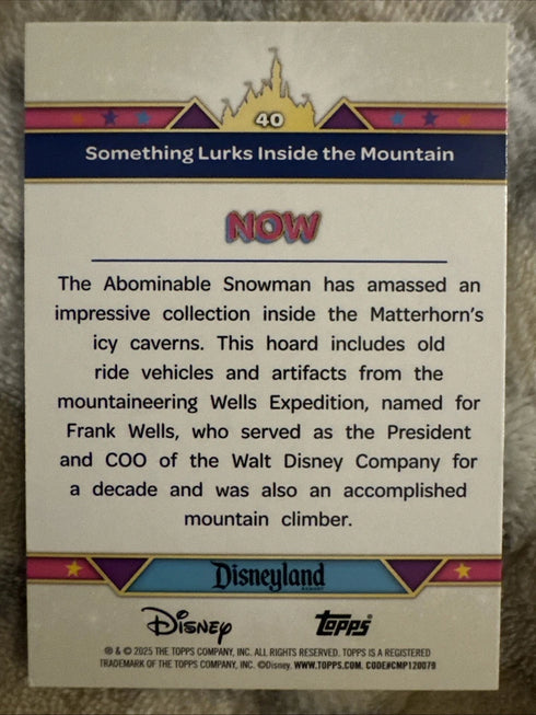 2025 Topps Disneyland 70th #40 Something Lurks Inside The Mountain Green /199