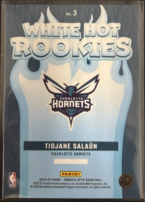2024-25 Panini Donruss Optic - White Hot Rookies Tidjane Salaun #3 (RC) Hornets
