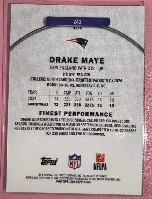 DRAKE MAYE 2025 TOPPS FINEST #243 NEW ENGLAND PATRIOTS X-fracture