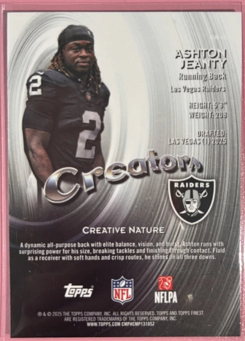 Ashton Jeanty 2025 Topps Finest #CR-16 X-Fractor Creators Rookie RC