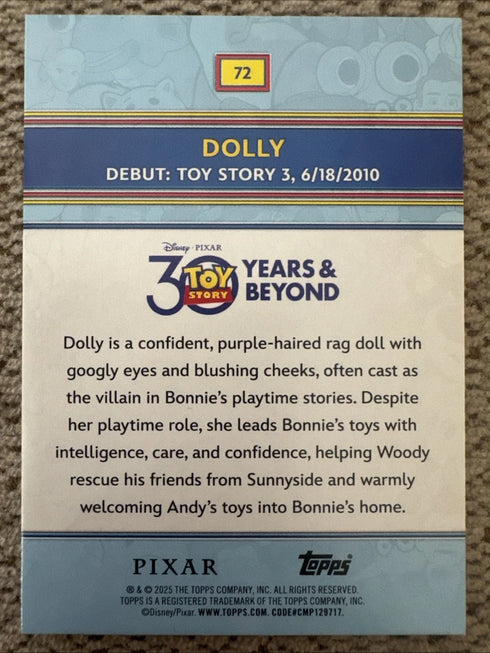 2025 Topps 30 Years Of Toy Story Dolly Base #72