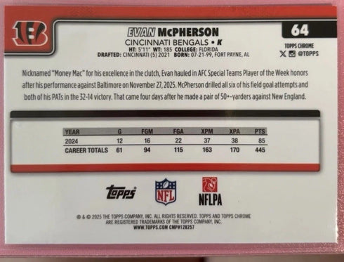 2025 Topps Chrome #64 Evan McPherson Lime Green X-Fractor